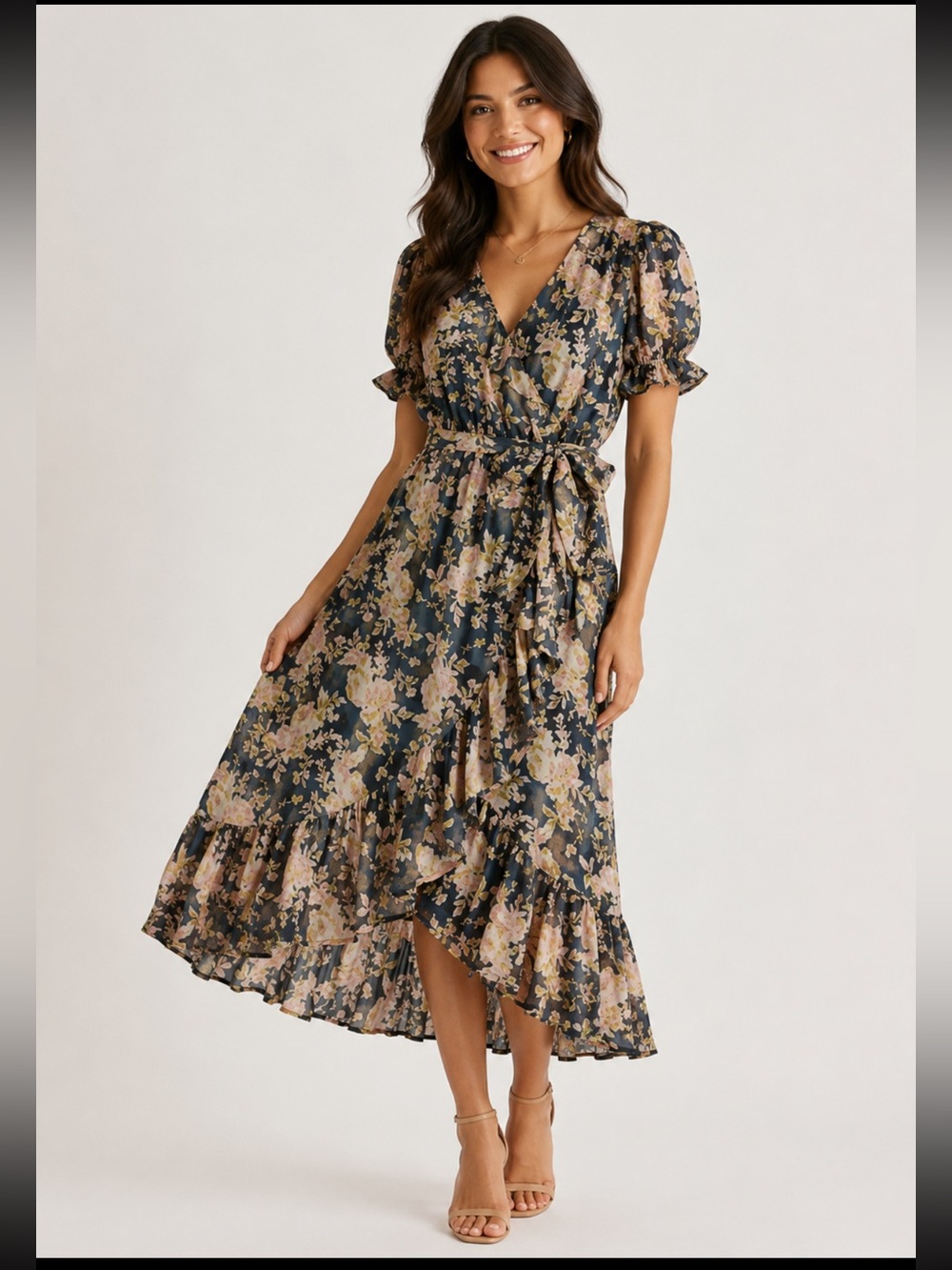 Lauren Conrad Floral Ruffled Wrap Maxi Dress